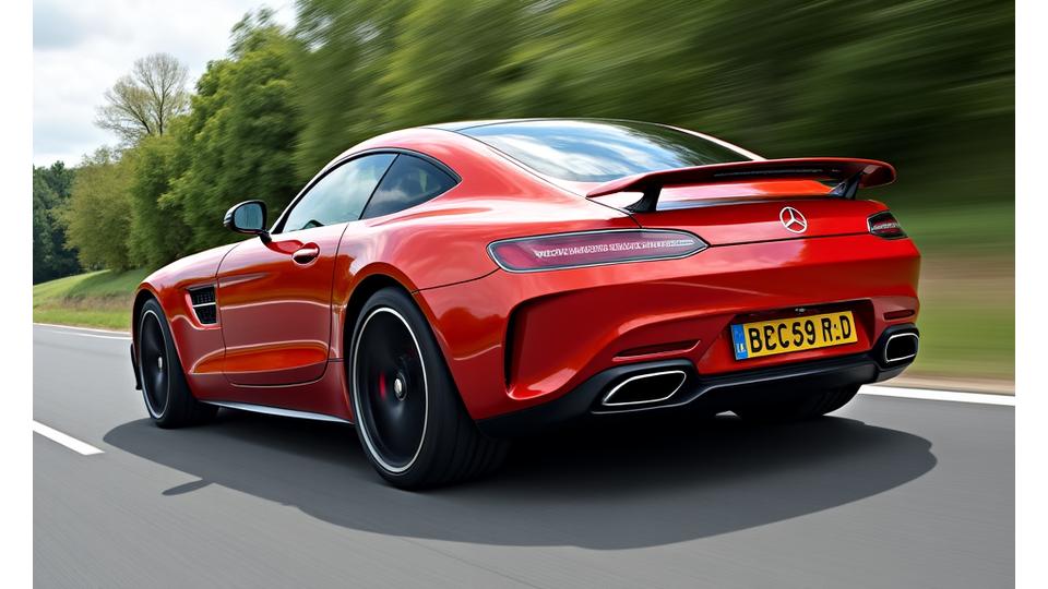 Dynamic sporty coupe in motion