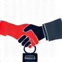 Icon depicting a new car key and a handshake