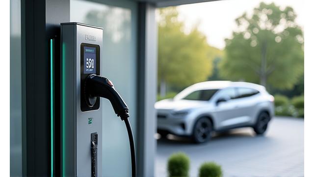 High-speed electric vehicle charging station at a modern complex