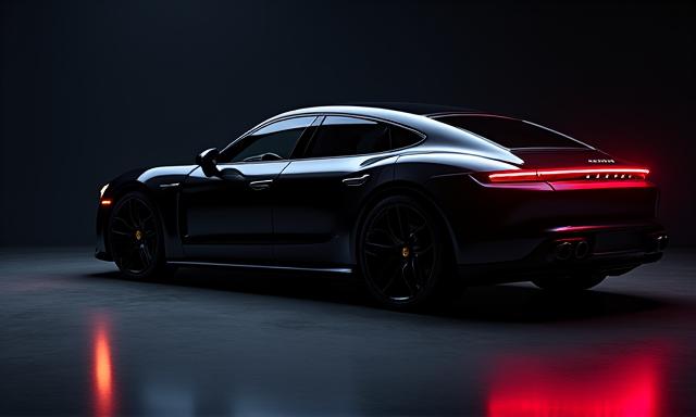 2022 Porsche Taycan in a sleek, dimly lit studio